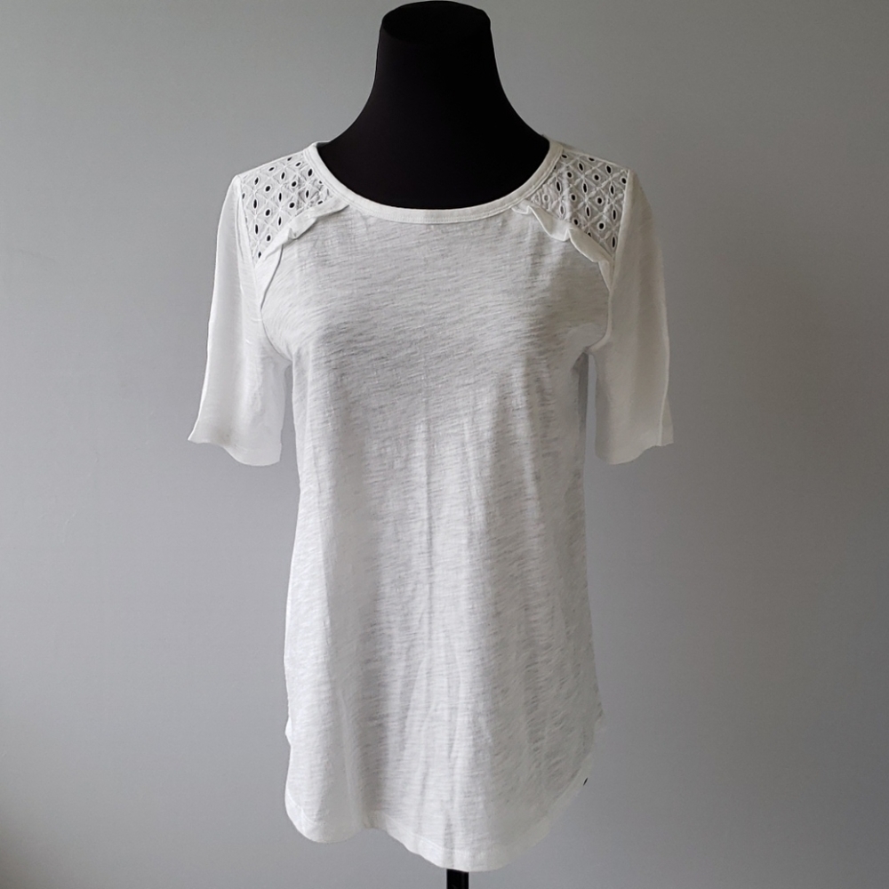 LOFT • Ruffle Eyelet T Shirt - Picture 2 of 8